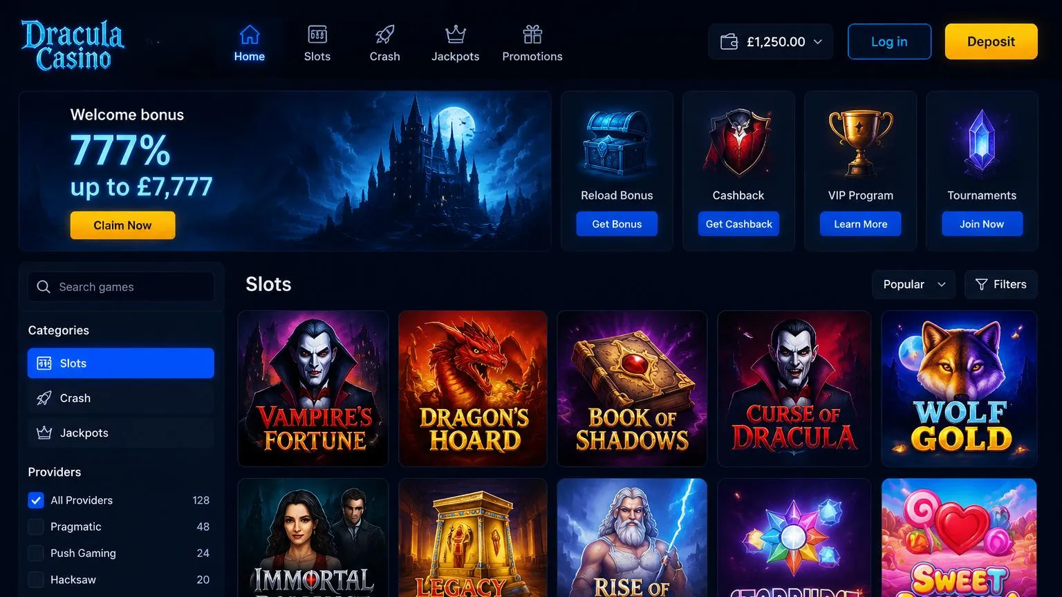 Main highlights of Dracula Casino reviews